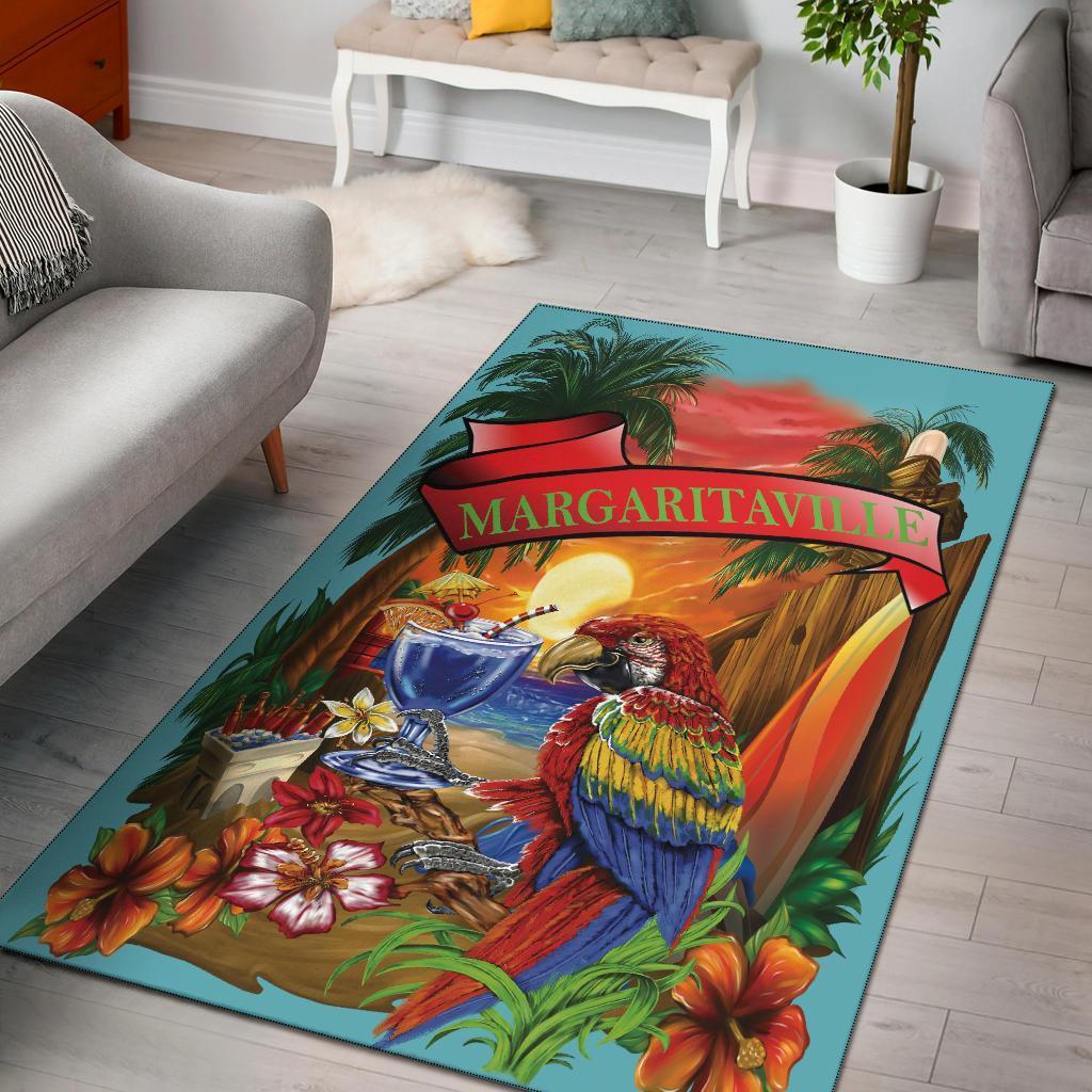 Margaritaville Decor Baby Blue Parrot Area Rug Carpet