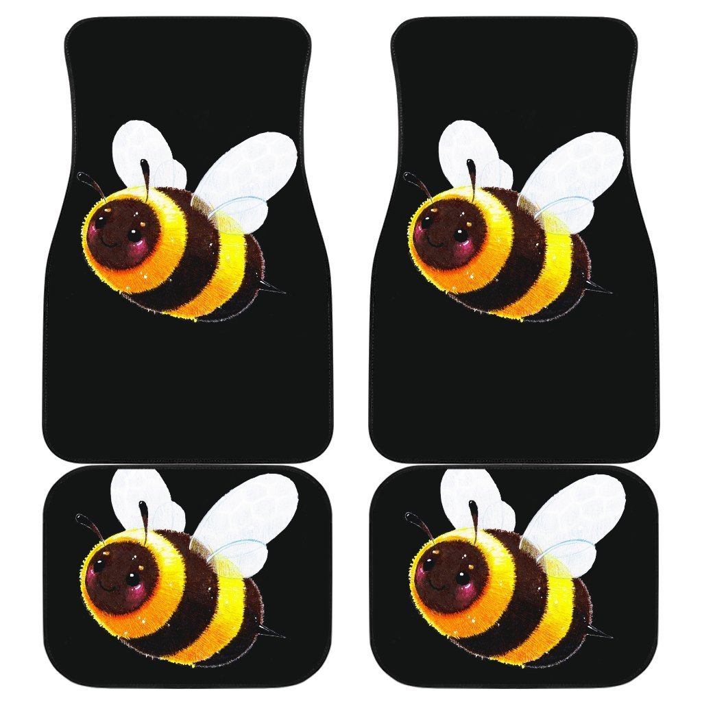 Cute Bee Smile In Black Theme Car Floor Mats