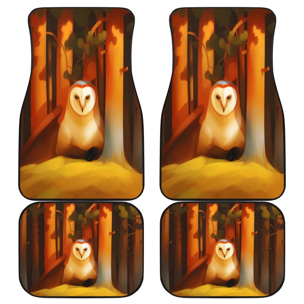 Owl Face In Autumn Wild Animal Car Floor Mats