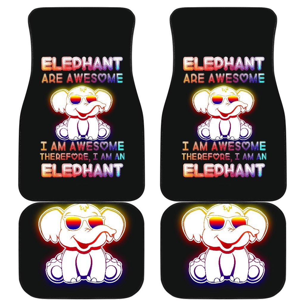 Color Elephant I Am Awesome In Black Theme Car Floor Mats 10192