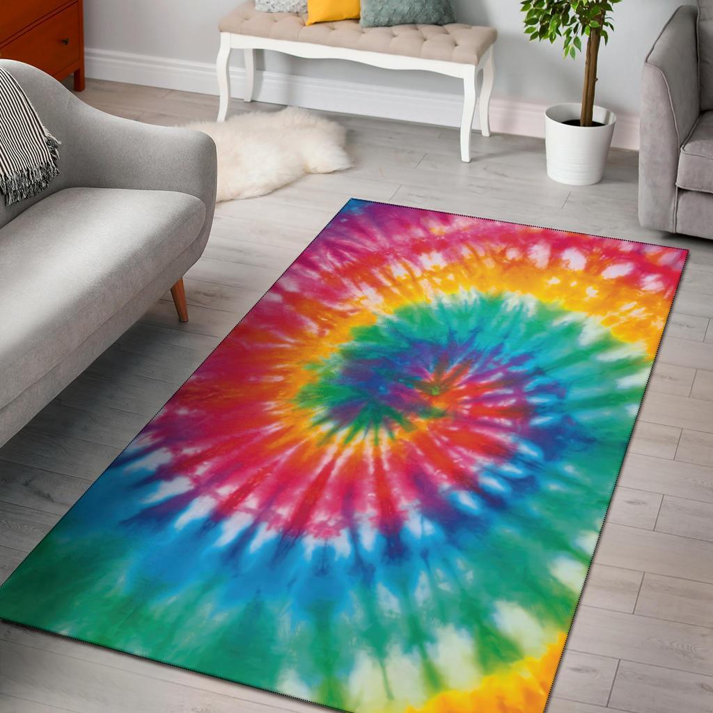 Rainbow Tie Dye Area Rug Carpet