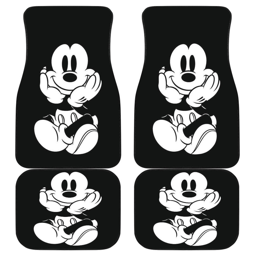 Cute Mice Mice Eyes Walt In Black Theme Car Floor Mats