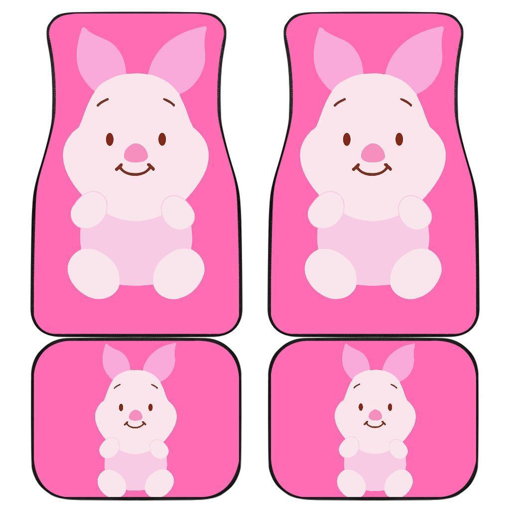 Cute Piglet Cartoon In Pink Theme Car Floor Mats