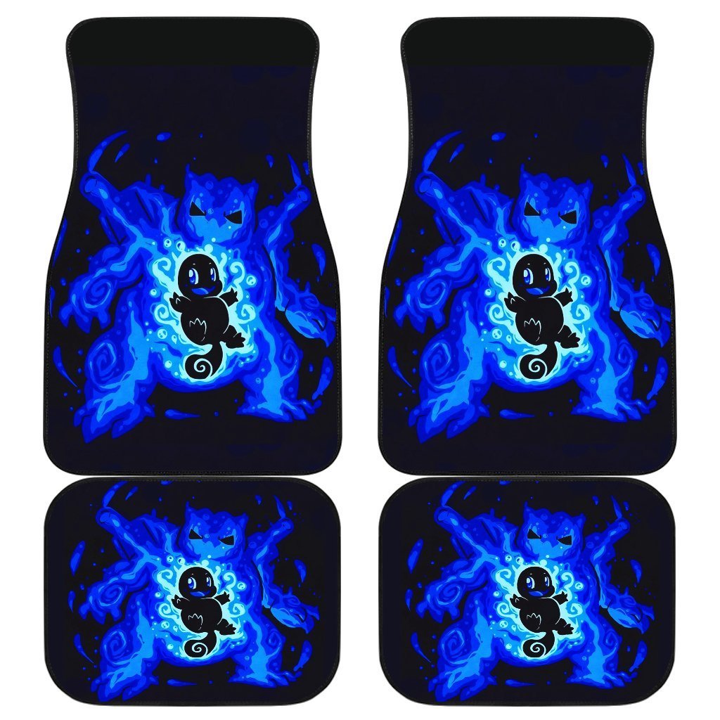 Blastoise And Squirtle Pokemon In Black Theme Car Floor Mats