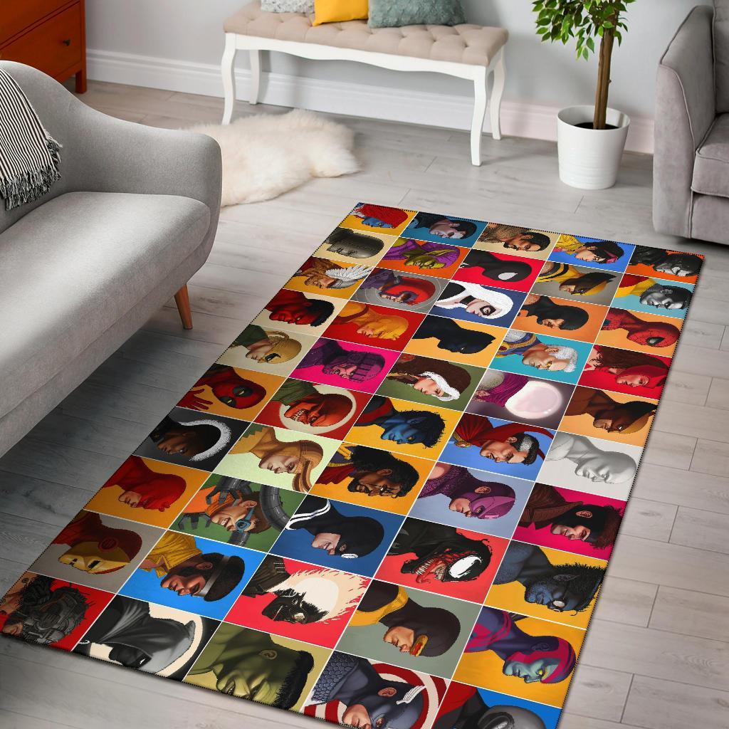 Comics Collage Head Area Rug Carpet