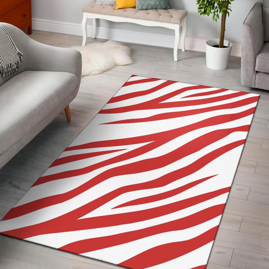 Red Zebra Pattern Area Rug Carpet