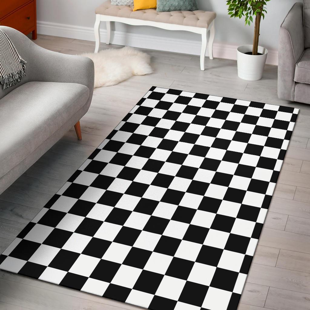 Checkers Black And White Area Rug Carpet