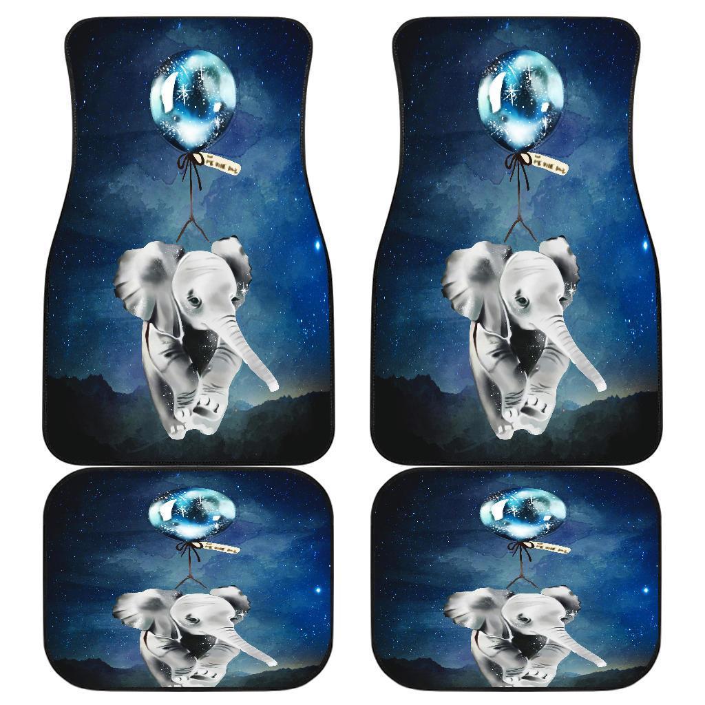 Baby Elephant Flying With Balloons N Night Sky Car Floor Mats