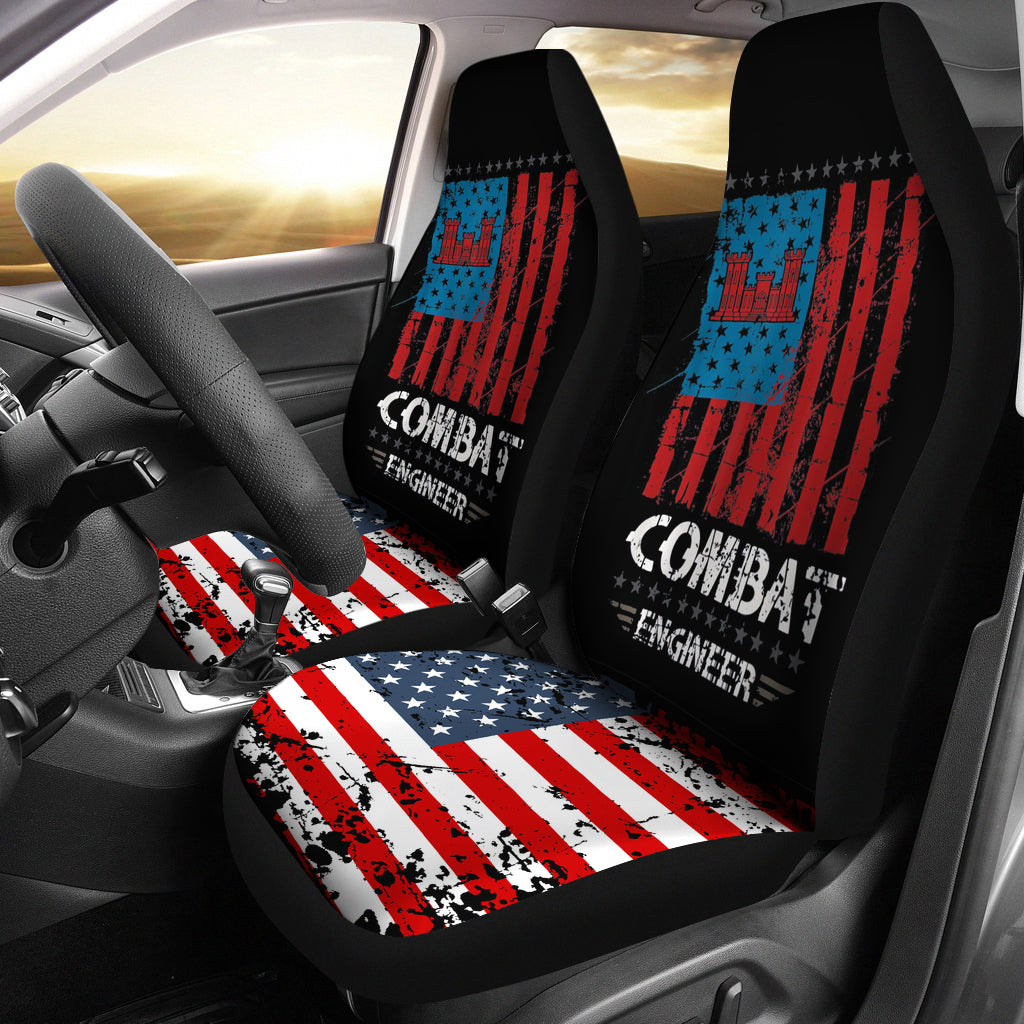 Combat Engineer American Flag Car Seat Covers