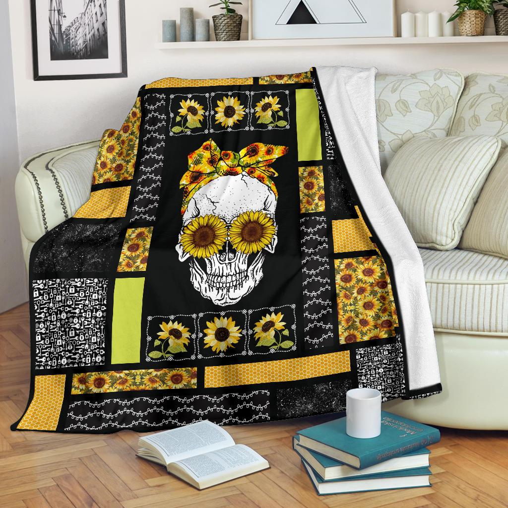 Skull Sunflower Premium Blanket