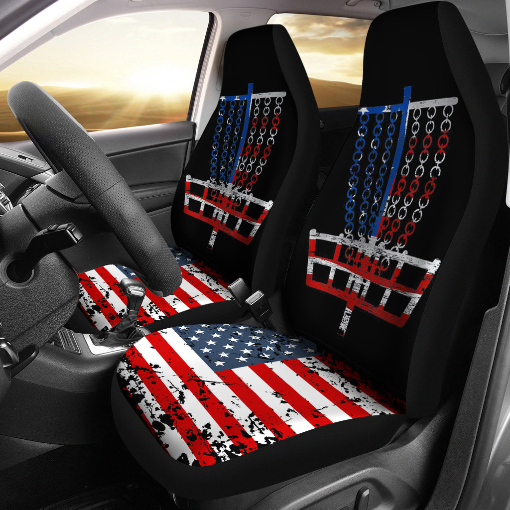 Cool Us Flag Disc Golf Basket Car Seat Covers