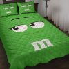 Chocolate M&M Green Quilt Bed Sets