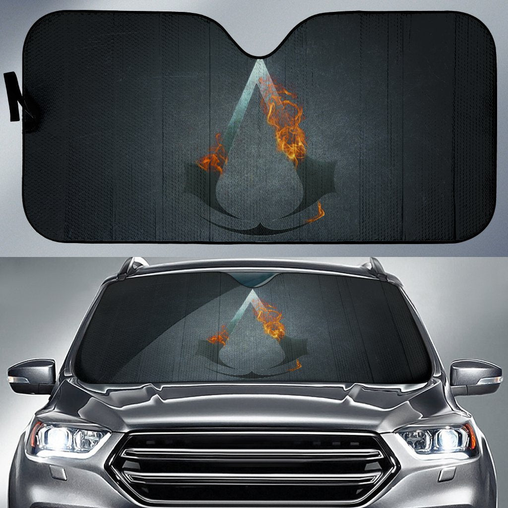 Assasincreed Symbol Logo In Dark Theme Car Auto Sunshades Amazing Best Gift Ideas 2022