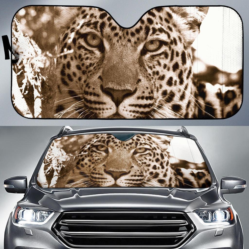 Leopard Wildlife South Africa Close Up Hd Car Sun Shade Gift Ideas 2022