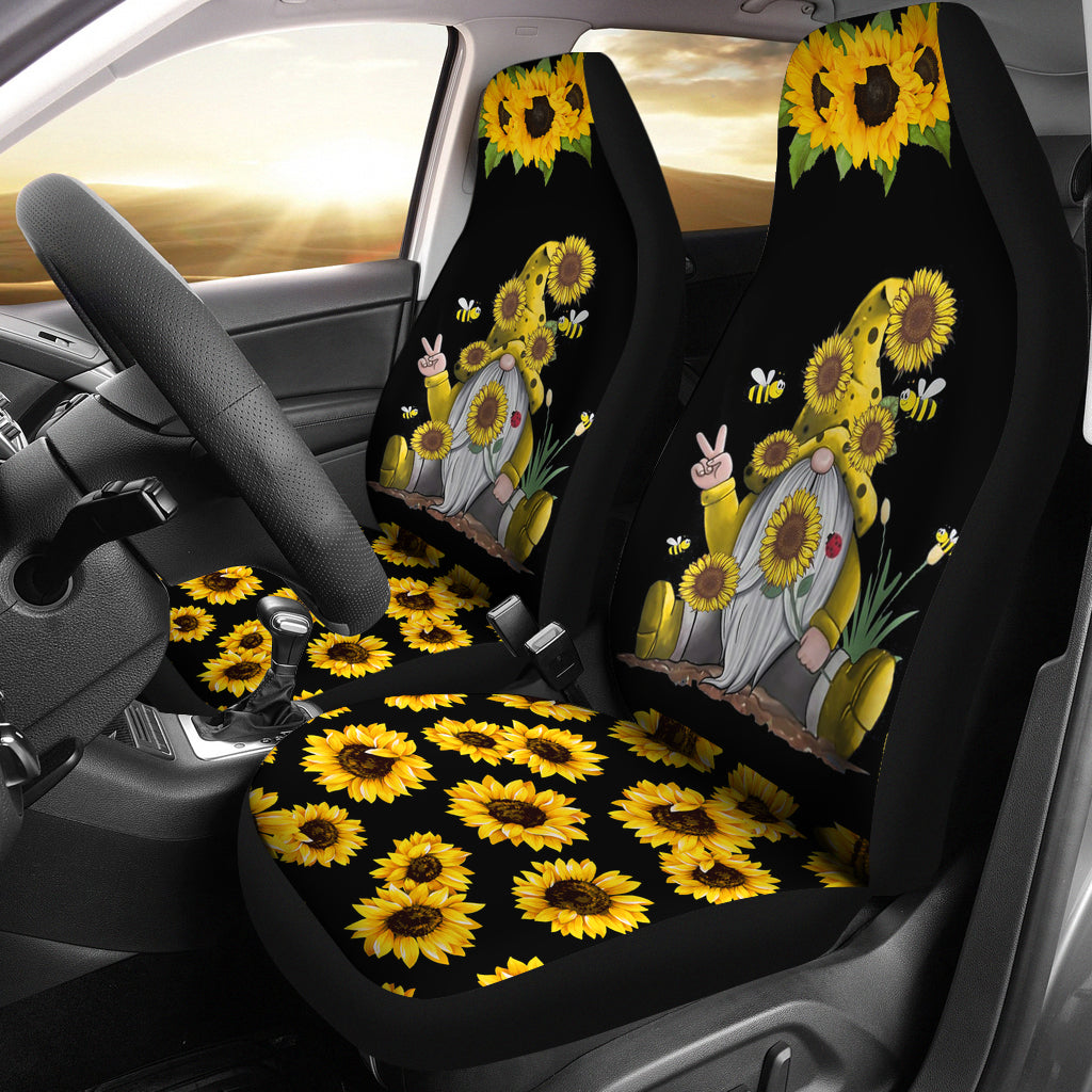 Sunflower Gnome With Bee Seat Covers