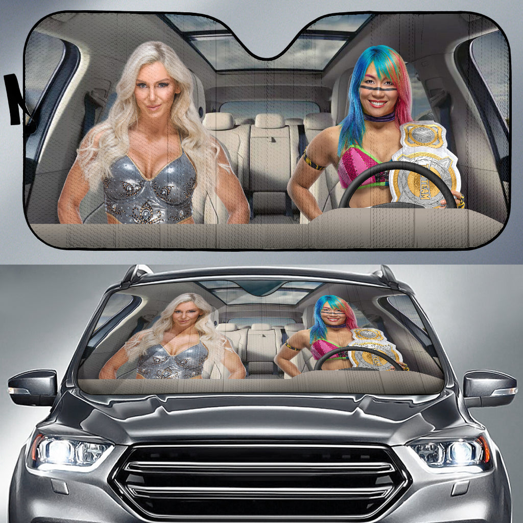 Asuka Vs Charlotte Flair Wwe Driving Auto Sun Shade