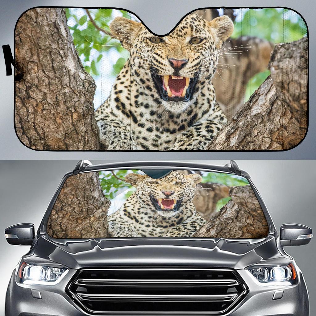 Leopard Yelling Hd Car Sun Shade Gift Ideas 2022