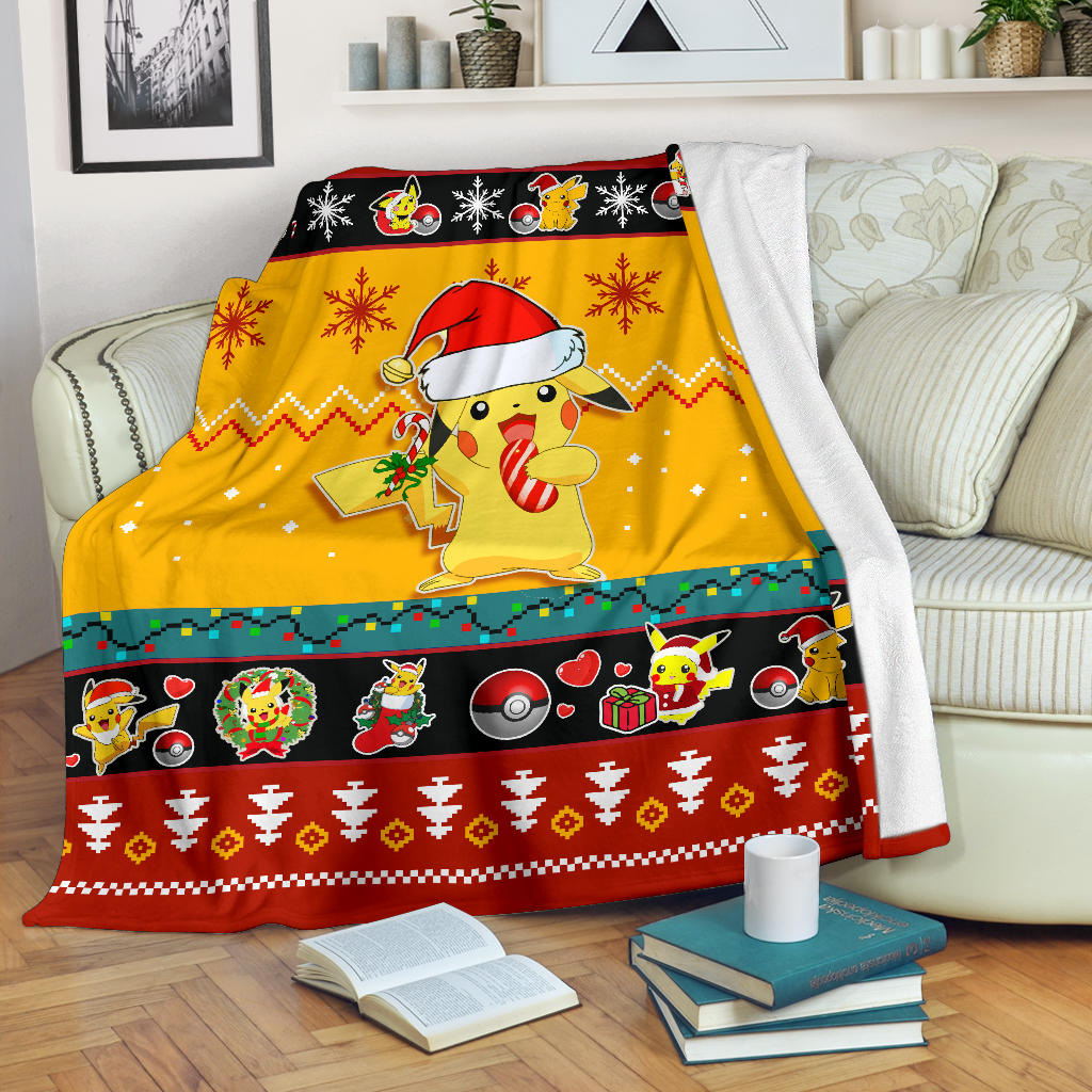 Pikachu Yellow Christmas Blanket Amazing Gift Idea