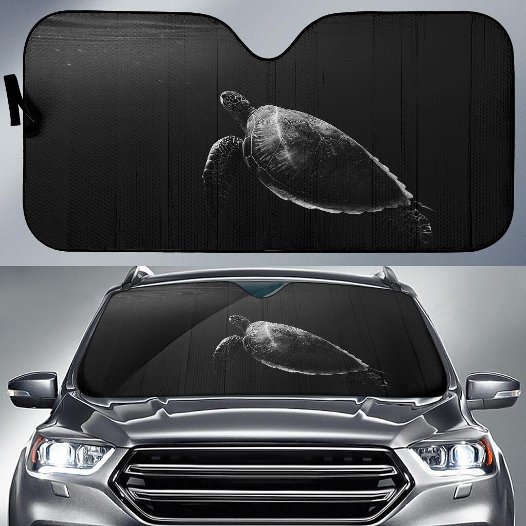 Turtle Tortoise Underwater Monochrome 4K Car Sun Shade Gift Ideas 2022