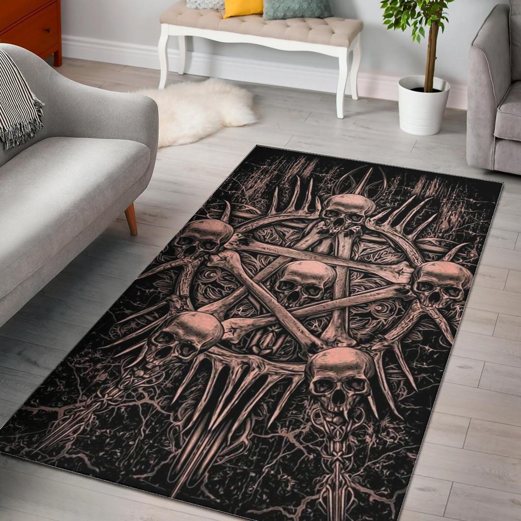 Skull Area Rug 01531 Home Decor Bedroom Living Room Decor