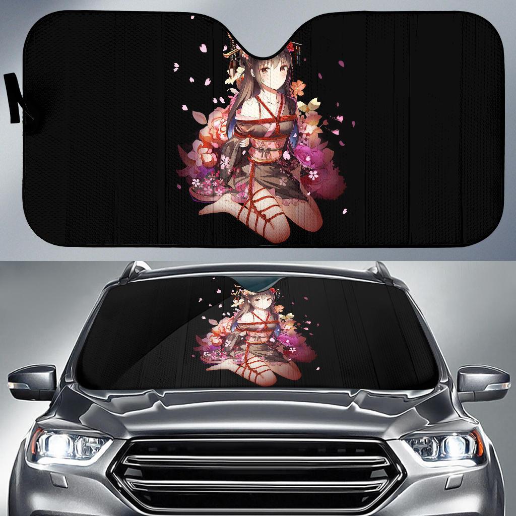 Anime Girl Dark Background 4K Car Sun Shade Gift Ideas 2022