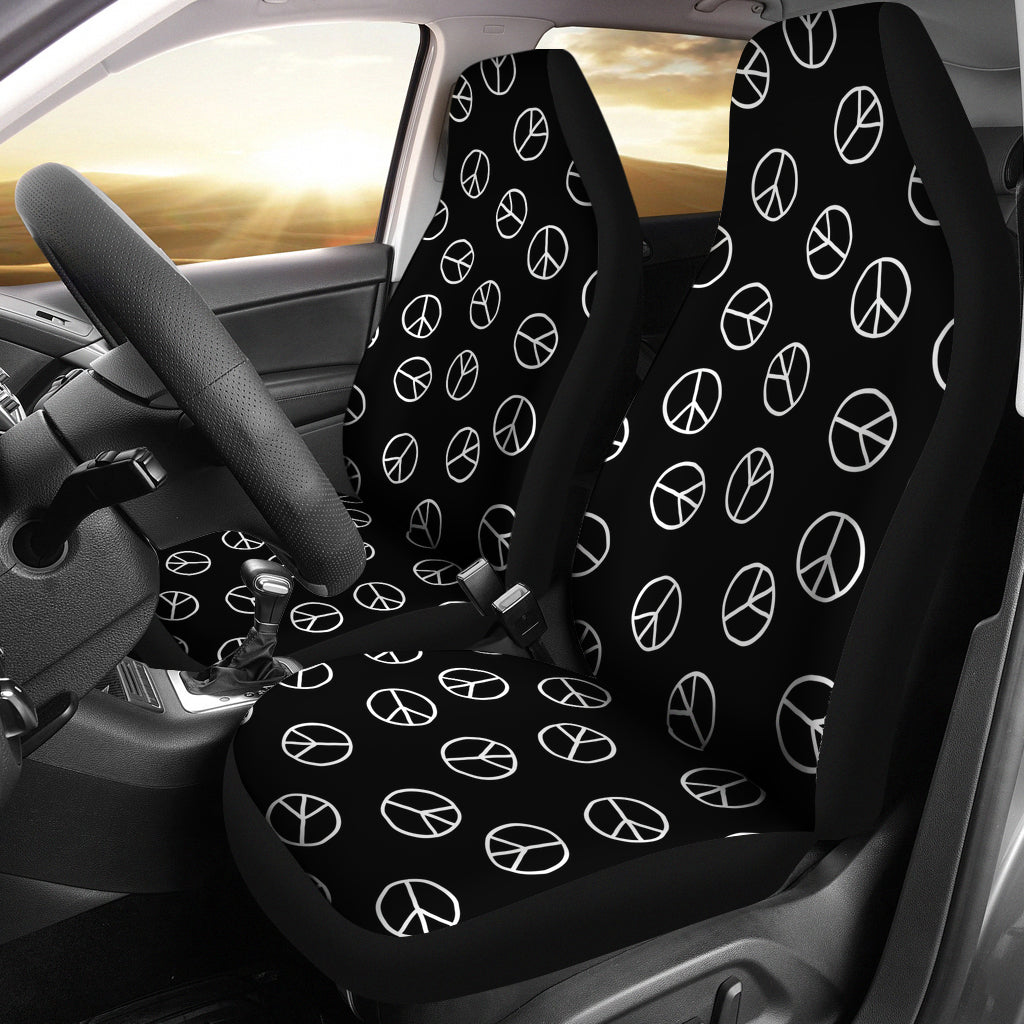 Pacifistic Sign Pattern In Doodle Style Car Seat Covers