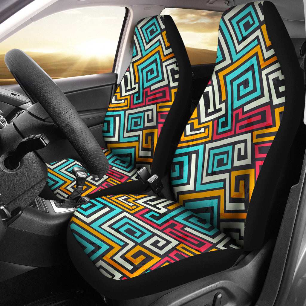 Colored Square Spiral Pattern Car Seat Covers