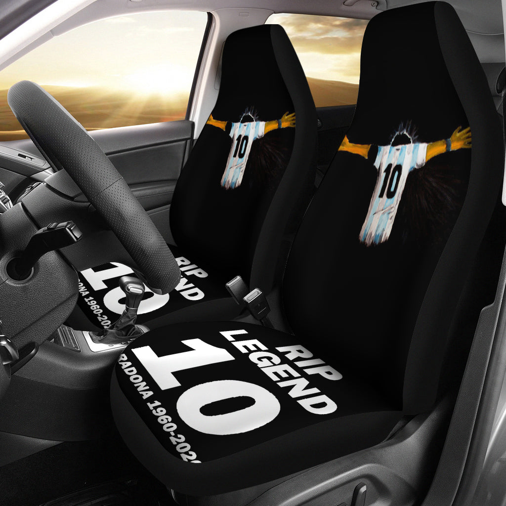 Black Rip Legend Diego Armando Maradona 10 Rip 1969 2022 Car Seat Covers Gift For Fooball