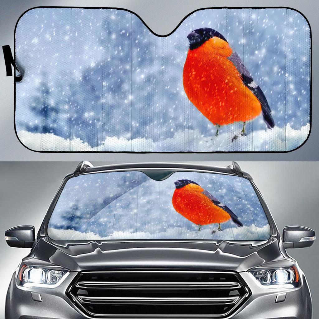 Bullfinch Birds Winter Snow Hd Car Sun Shade Gift Ideas 2021