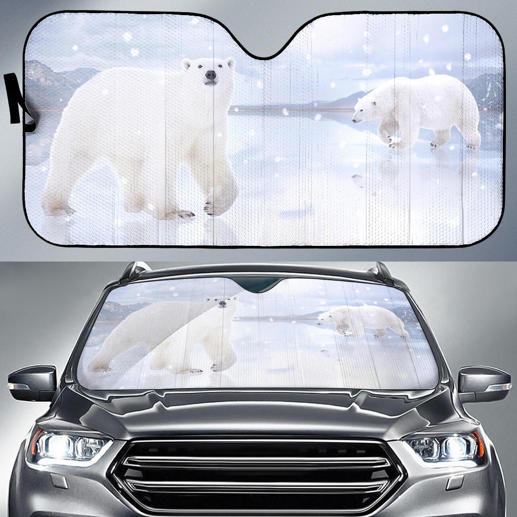 Polar Bears Snowfall 4K Car Sun Shade Gift Ideas 2022