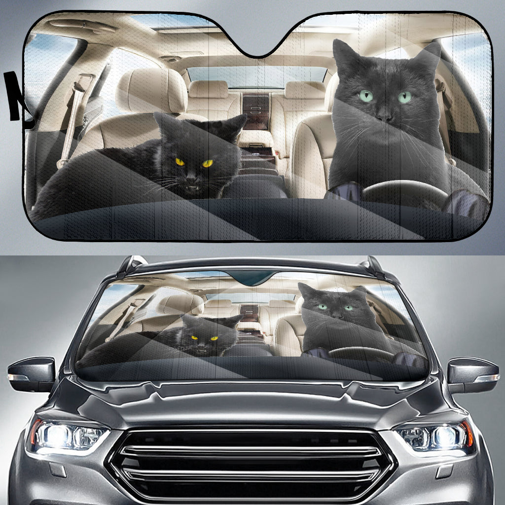 Two Funny Black Cats Sunshade