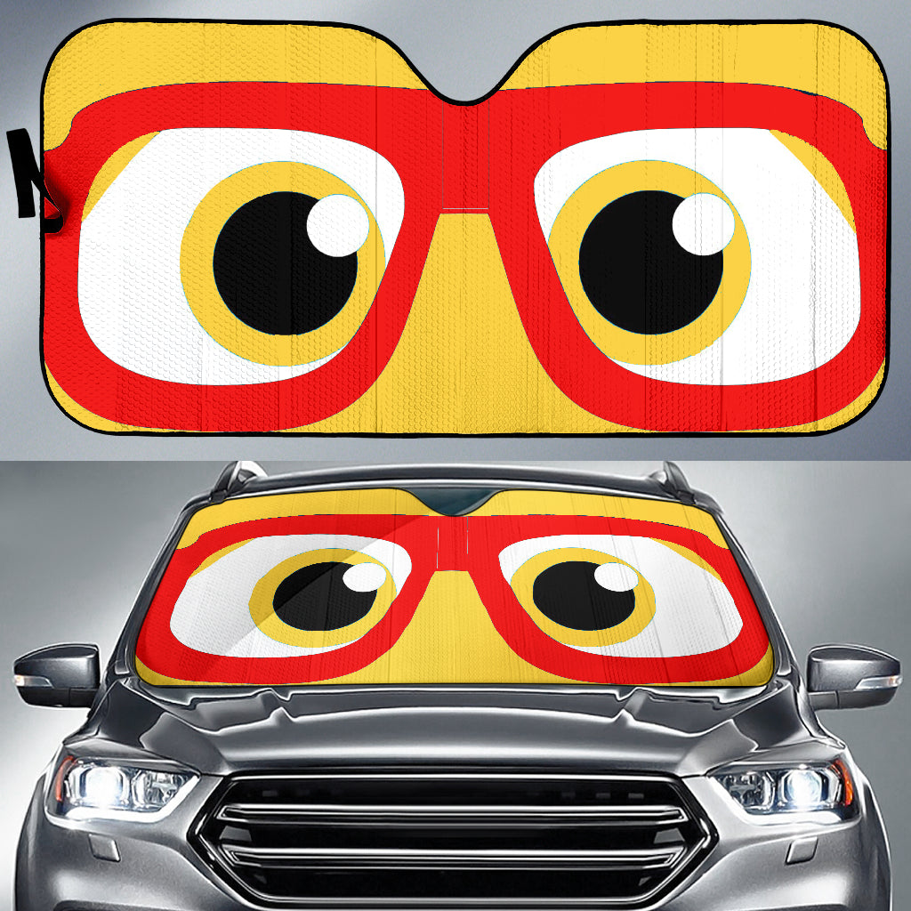 Yellow Red Boy Cartoon Funny With Glass Car Auto Sun Shades Windshield Accessories Decor Gift