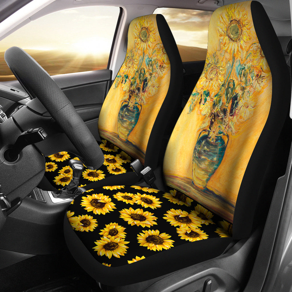 Painting Vase Sunflower Car Seat Covers