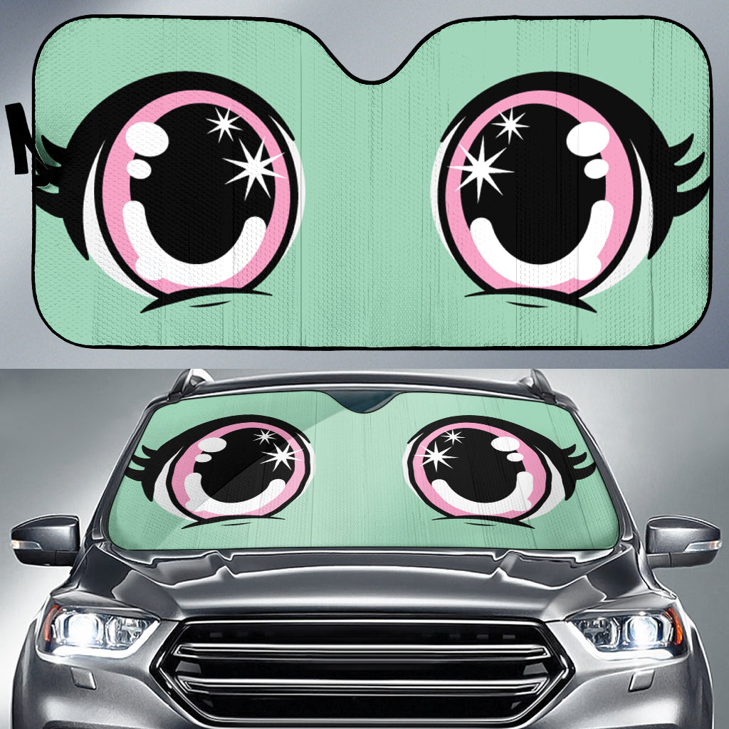 Wibu Cute Cartoon Lady Eyes Car Auto Sun Shades Windshield Accessories Decor Gift