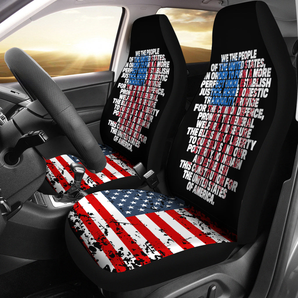 Us Constitution We The People With Vintage Flag Car Seat Covers