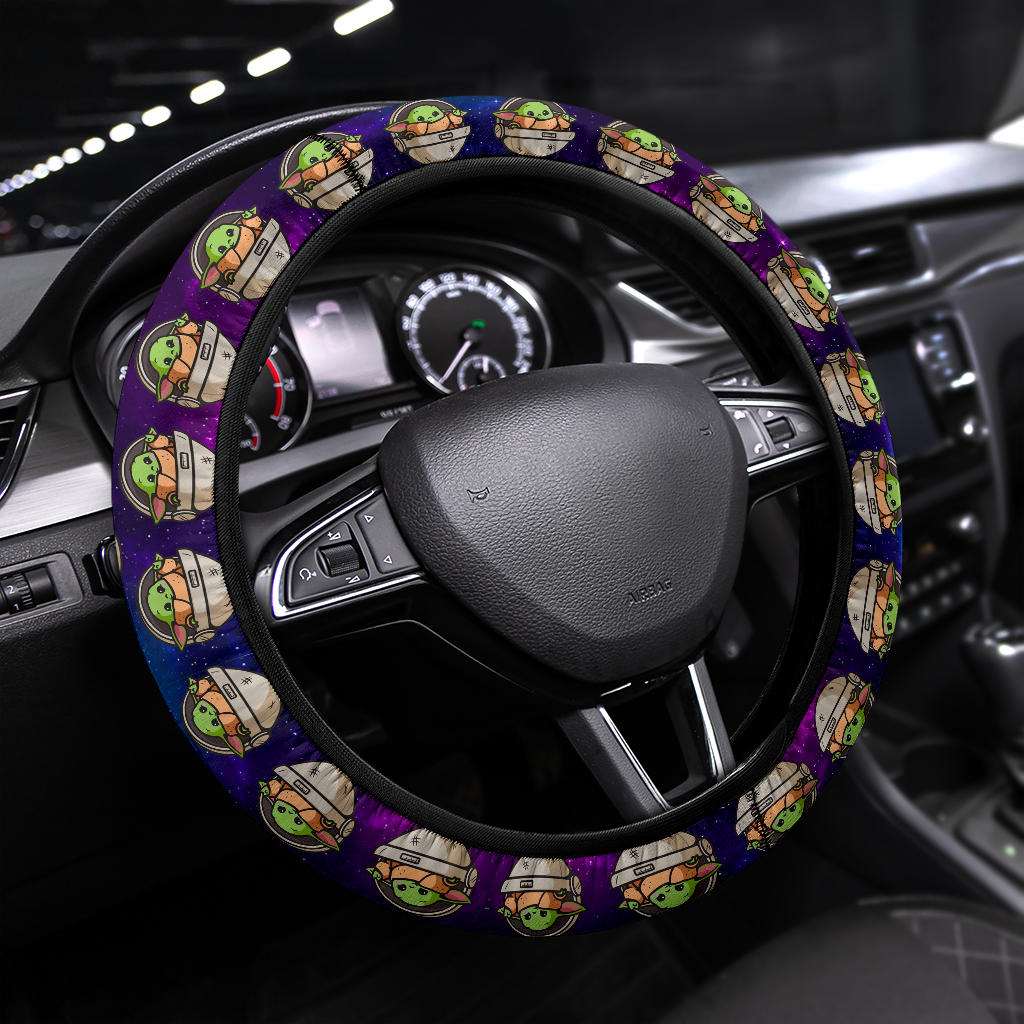 Baby Yoda Cartoon Car Steering Wheel Cover