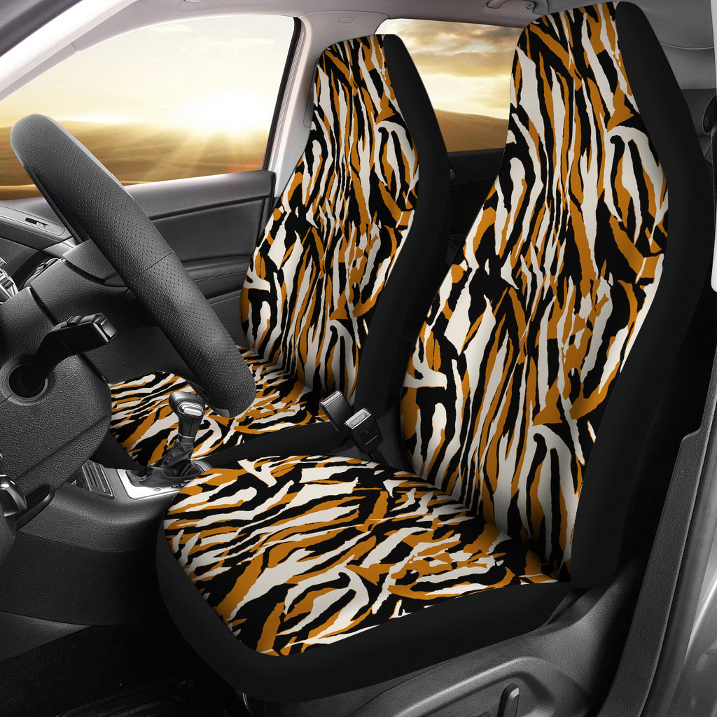 Orange And White Zebra Seat Covers