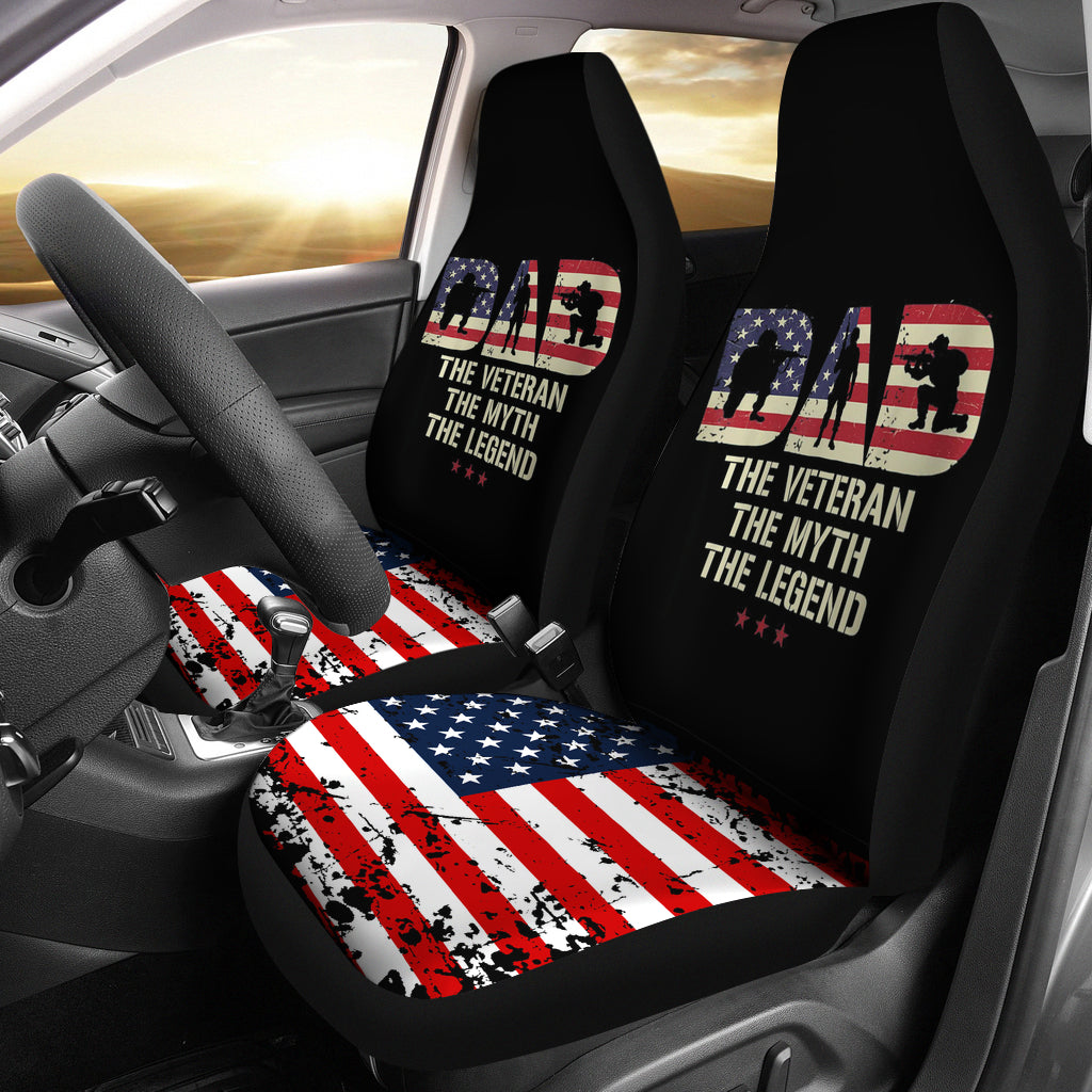 Dad The Veteran Myth Legend Us Flag Car Seat Covers