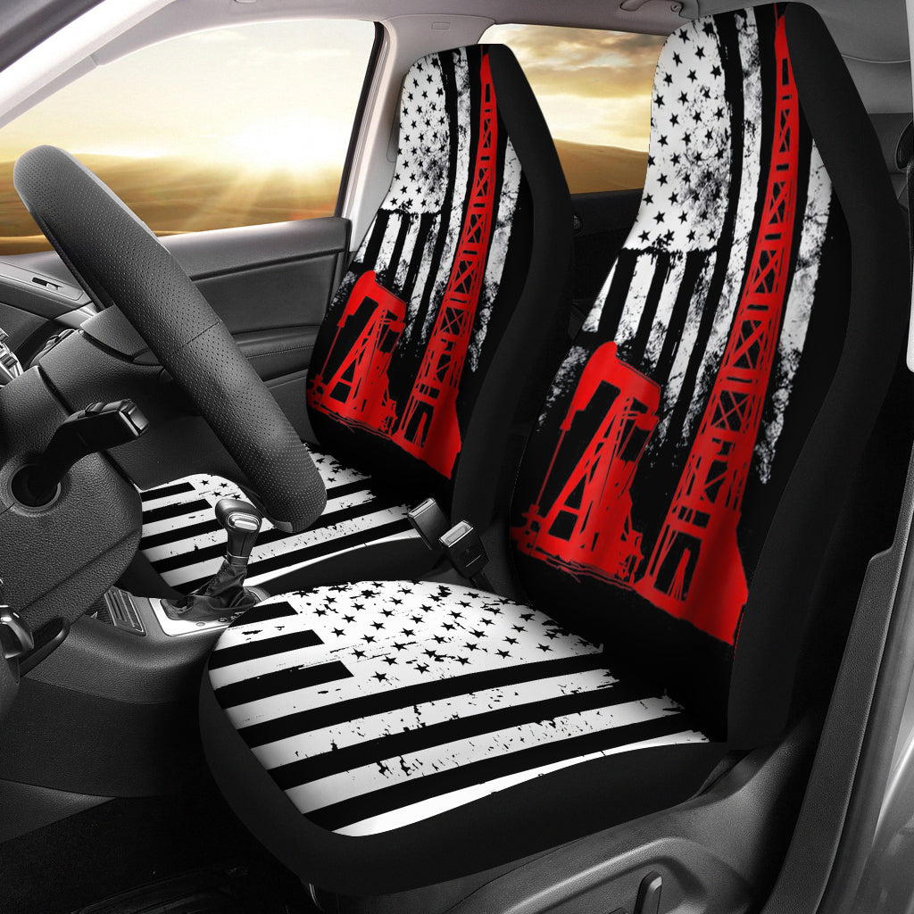 Us Flag Oil Rig Car Seat Covers