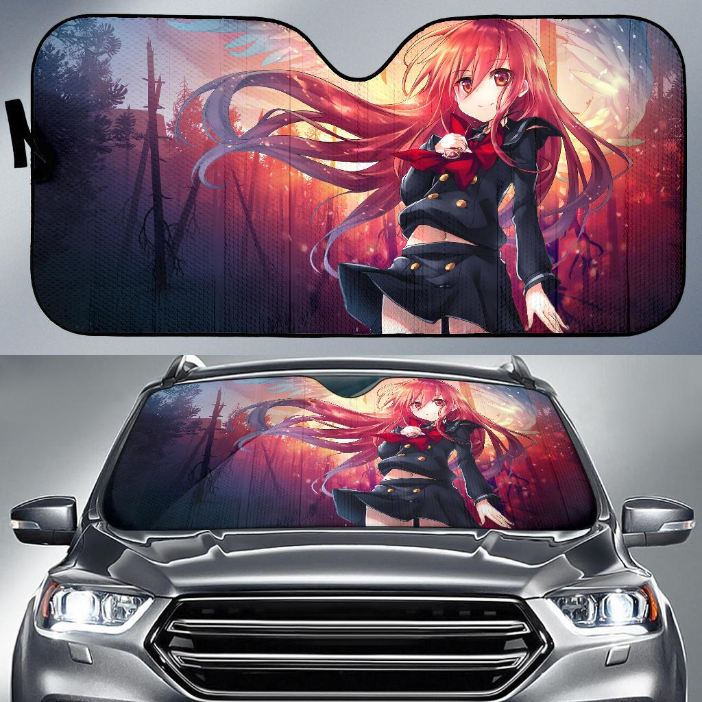 Anime Girl Fire Angel 4K Car Sun Shade Gift Ideas 2022