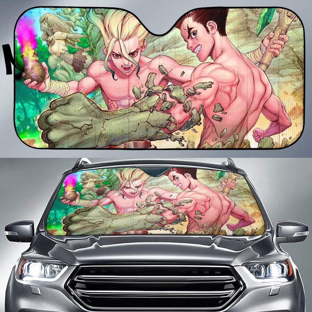 Dr Stone Senku & Taiju Auto Sunshade Anime 2022 Amazing Best Gift Ideas 2022