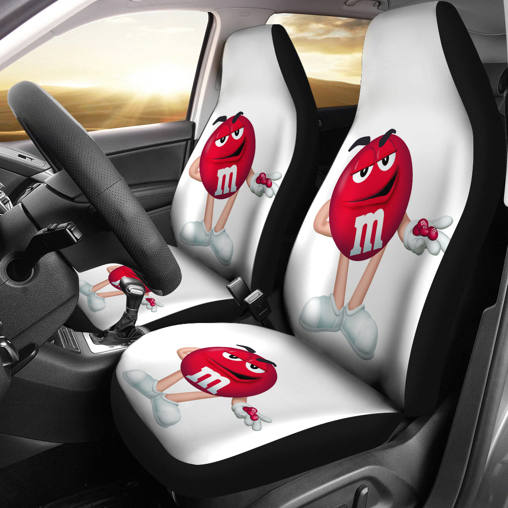 Red M&M Chocolate Car Seat Covers Car Accessories Decoration