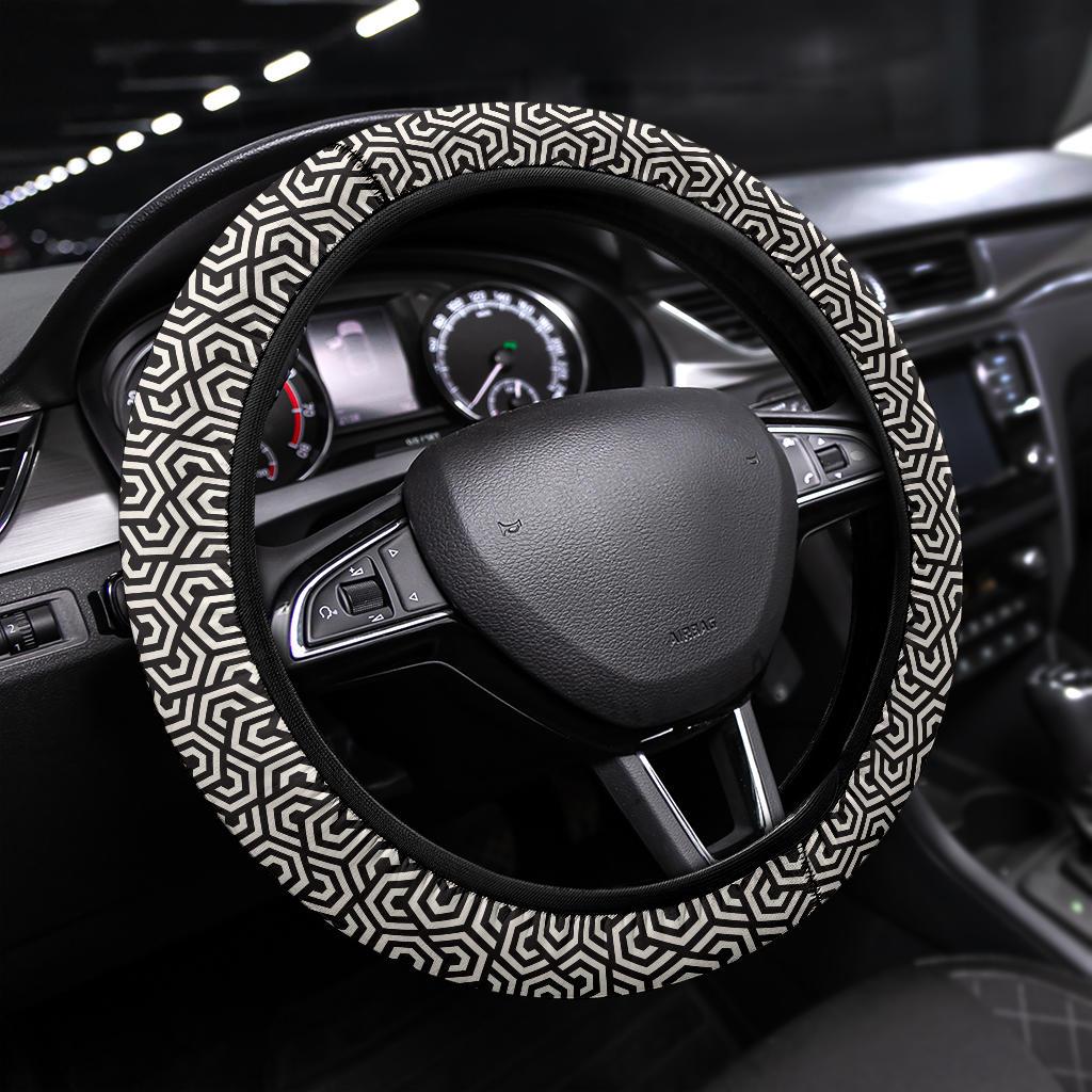 Black White Hypnotic Premium Car Steering Wheel Cover