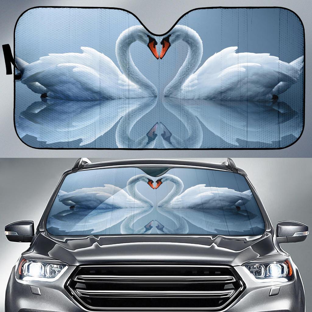 Swans Love Heart Romantic Swans Lovebirds Pair Hd Car Sun Shade Gift Ideas 2022