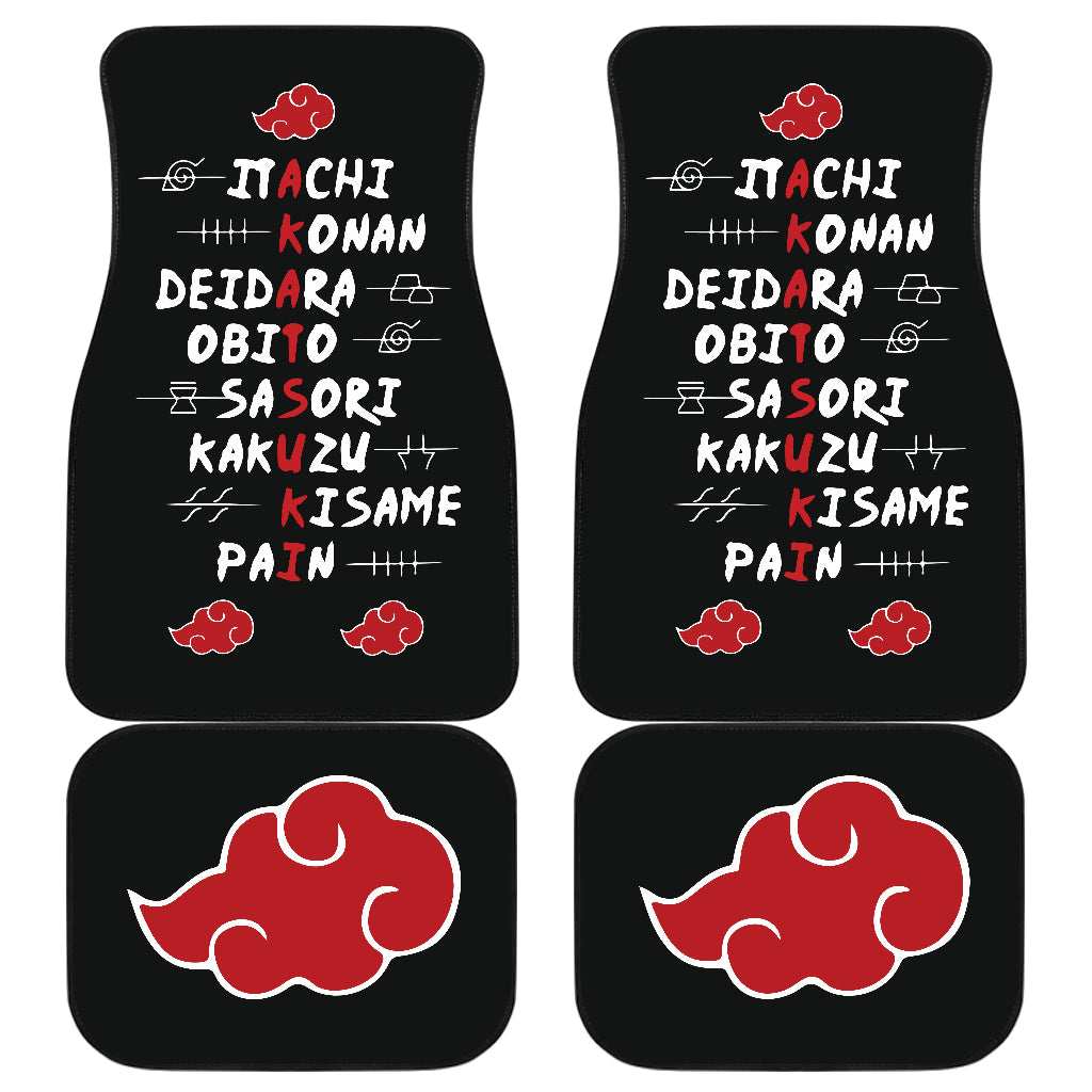 Akatsuki Naruto Car Floor Mats Custom Akatsuki Members Car Accessories Anime Gift