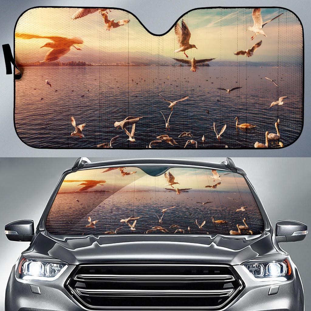 Seagulls Sunset Hd 4K Car Sun Shade Gift Ideas 2021