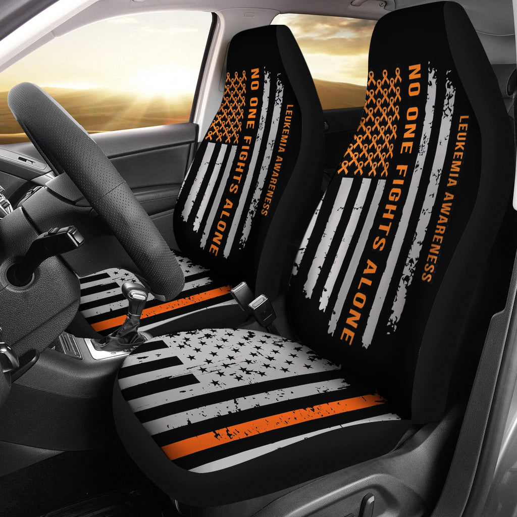 Orange Ribbon Us Flag Car Seat Covers