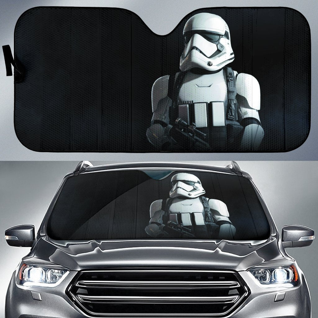 White Solider Starwar In Black Theme Car Auto Sunshades Amazing Best Gift Ideas 2022