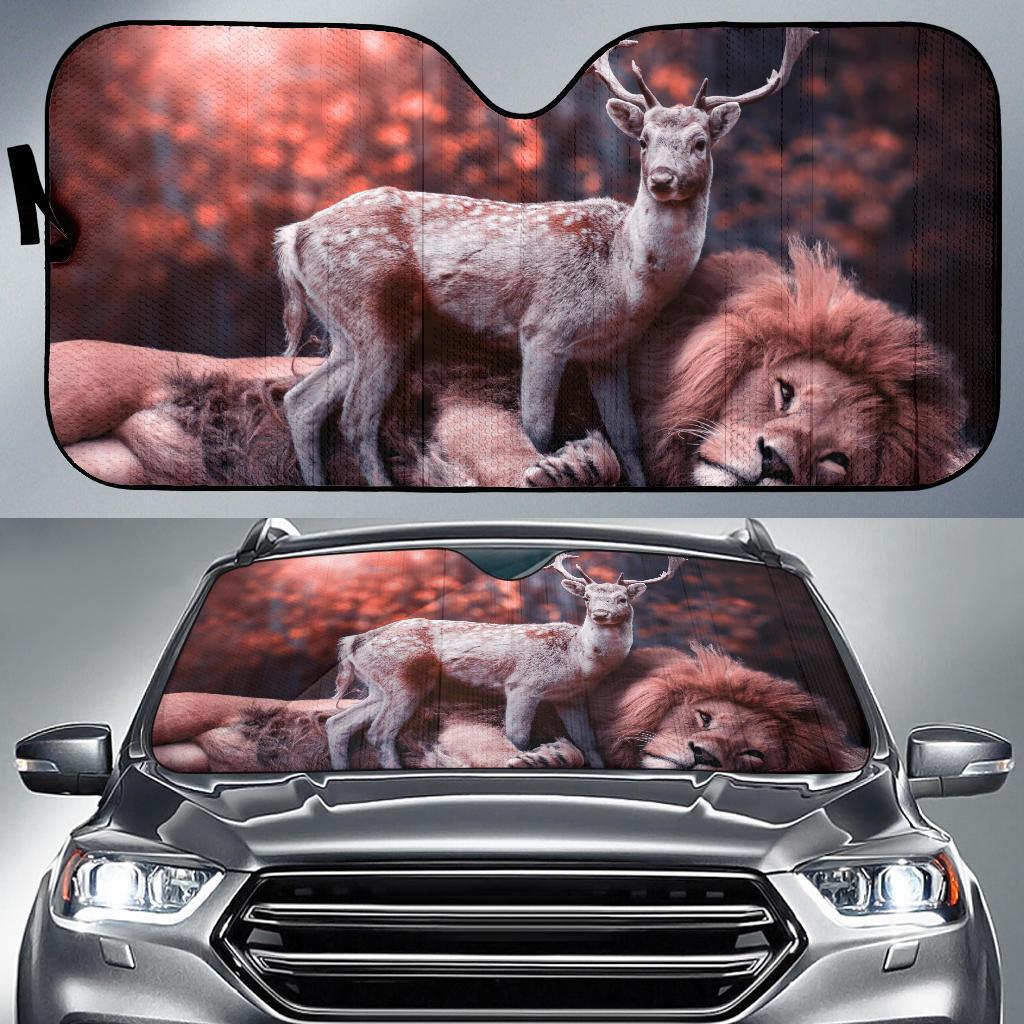 Lion Deer Wildlife Dream 5K Car Sun Shade Gift Ideas 2022