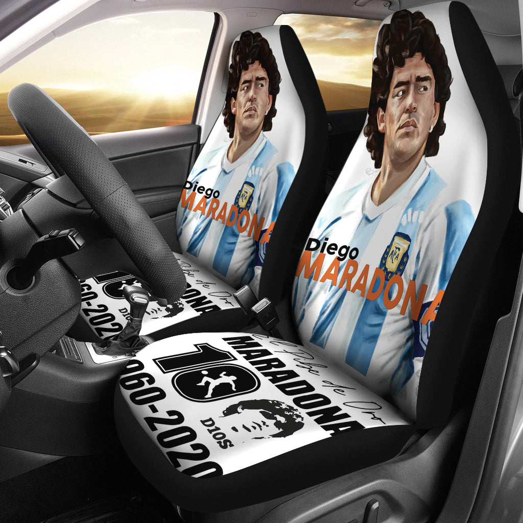 White Diego Armando Maradona 10 Rip 1969 2022 Car Seat Covers Gift For Fooball